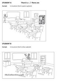 Here You Can Find Simple Speaking Activity To Practice Some Classroom Vocabulary Colours And Prepositions Classroom Preposition Pictures Speaking Activities