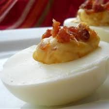 Bacon Cheddar Deviled Eggs Recipe Recipes Food Bacon Cheddar