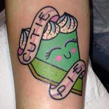 There are different kinds of cute, and the kind of cute tattoo you choose for yourself will have a huge impact on how people see you and how you see. Cutie Pie Tattoo Not Sure From Who Tattoos Food Tattoos Kawaii Tattoo