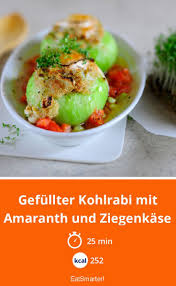 Gefullter Kohlrabi Mit Amaranth Und Ziegenkase Rezept Gefullte Kohlrabi Lebensmittel Essen Kohlrabi