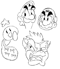 small sketch of the bros, bowser, and chippy : marioandluigi