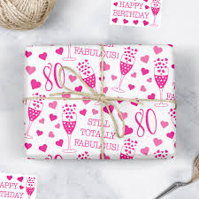 Happy eighteenth birthday representing party celebrating and greeting. 80th Birthday Gift Wrapping Paper Tags Still Totally Fabulous Hunts England