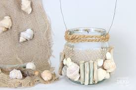 Diy Windlicht Mit Holz Und Muscheln Windlichter Selber Basteln Windlichter Basteln Sommer Und Basteln