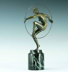 Marcel Andre Bouraine Art Deco Tanzerin Bronze 1925 Skulptur Statue Figur Dancer Marcel