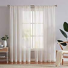 Amazon Com Flax Linen Sheer Curtains 84 Inch Long Living Room Vintage Window Panel White Curtains Living Room Sheers Curtains Living Room Curtains Living Room