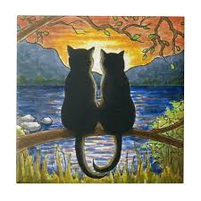 Cat 582 Black Cats Ceramic Tile Zazzle Com In 2020 Black Cat Painting Nature Art Painting Black Cat Art