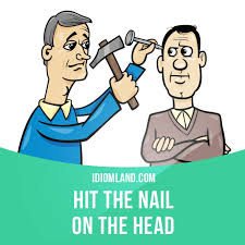 Idiom Land Hit The Nail On The Head Means To Do Or Say English Idioms Idioms Figurative Language Fun