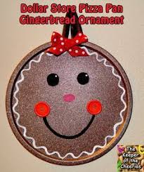 Gingerbread Dollar Store Pizza Pan Ornament Christmas Crafts Christmas Pizza Diy Christmas Decorations Dollar Store
