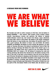 Nike We Are What We Believe Brand Manifesto Brand Manifesto Manifesto Design Copy Ads