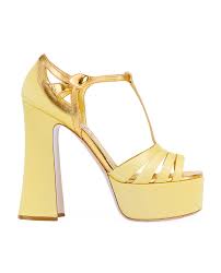 miu miu gold t bar platform heels