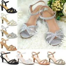 Free shipping both ways on wedding shoes from our vast selection of styles. Womens Low Mid Heels Wedding Shoes Glitter Diamante Bridal Sandals Comfortable Ebay