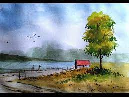 How To Paint A Simple Landscape In Watercolor Paint With David Youtube Easy Landscape Paintings Watercolor Paintings Easy Simple Landscape