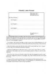 This is a friendly letter format that suits the requirement of a user who is looking for a format to write a friendly or an informal letter. English Worksheets Friendly Letter Format