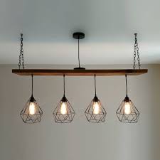 Solid Wood Beam Multi Industrial Light Oak Style Dining Room Lighting Industrial Kitchen Lighting Dining Lighting