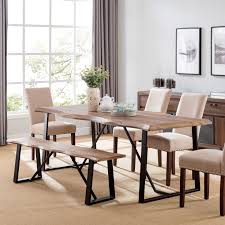 Harper Blvd Lakeith Modern Eclectic Natural Wood Metal Dining Table Natural Black Wood Dining Room Metal Dining Table Modern Dining Room Tables