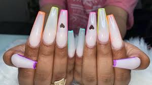 Nail care, manicure & pedicure. Acrylic Nails Fullset Cut Out Heart Nails Glow In The Dark Nails Long Coffin Nails Youtube