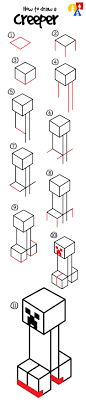 How To Draw A Creeper From Minecraft Art For Kids Hub Minecraft Art Creeper Minecraft Minecraft Drawings