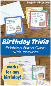 While a few of th. Printable Birthday Trivia Game Frugal Fun For Boys And Girls
