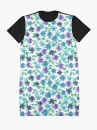 Watercolor Cornflower Forget Me Not Rose Green Leaves Seamless Pattern On White Background Graphic T Shirt Dress B T Shirt Dress Seamless Patterns Shirts