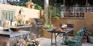 stucco outdoor kitchen landscaping