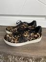 LOEFFLER RANDALL Elliot Sneaker Lace Up Low Top Leopard Fur Animal ...