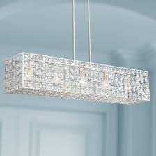 Three ceiling mounted fixtures offer a nice variety to enhance any living or dining room. Possini Euro Design Brushed Nickel Large Linear Pendant Chandelier 46 3 4 Wide Modern Clear Crystal Kitchen Island Dining Room Walmart Com Walmart Com
