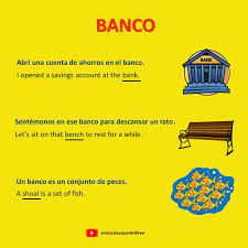 What Does Banco Mean In Spanish Spanish Vocabulary Vocabulary Spanish