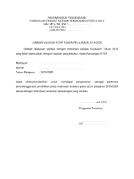 Dokumen 1 ktsp mts 2019. Jtg Rekomendasi Pengesahan Pengawas