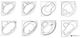 Da completare con rubinetteria, piletta e sifone. Vasche Ad Angolo Cad Dwg