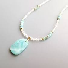 Magnifique Collier En Pierre De Larimar Veritable Pierre Etsy Larimar Necklace Pendant Spiritual Necklace
