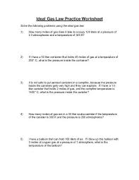 Ideal Gas Law Worksheets Ideal Gas Law Gas Laws Chemistry Gas