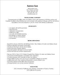 Labor And Delivery Nurse Resume Template Best Design