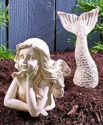 2 Piece Sea Mermaid Garden Statue Lawn Yard Outdoor Beach Home Decor Mermaid Statues Garden Statues Coastal Gardens