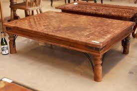 Vintage spanish style gold scrolled coffee table no glass. Spanish Style Rustic Oystered Coffee Table Vogt Auction