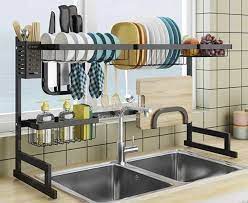Rak Piring Aluminium Gantung Stainless Minimalis Warna Hitam Ideias De Organizacao De Cozinha Escorredor De Pratos Organizacao Da Cozinha