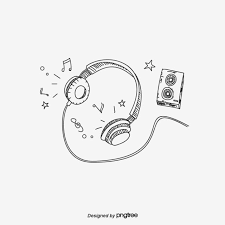 Aesthetic Music Background Black And White Hand Painted Black And White Music Headphones Hand Painted Magnetic Tape Line Drawing Png And Vector With Transparent Background For Free Download In 2020 Girl With Headphones Music Headphones Black And