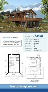 In fact, a hillside house plan often turns what appears to be a difficult lot into a major plus. Traditional Style House Plan 51648 With 2 Bed 2 Bath Porch House Plans Cottage House Plans Lake House Plans