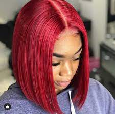 Thriving Hair Pure Bright Red Color Virgin Hair Lace Front Wigs Straight Bob Bleached Knots V70 Front46 Hair Styles Wig Hairstyles Pink Hair Color Highlights