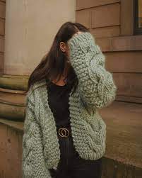 See more pics and get the knitting kit on etsy Watg Cable Bomber Knitting Blog First Self Knitted Cardigan