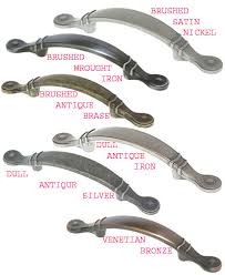 You are sure to find that perfect finish. 1261 Cabinet Door Pull In Brushed Satin Nickel Brushed Wrought Iron Dull Antique Brass Dull Antique Iron Dull Antique Silver Venetian Bronze
