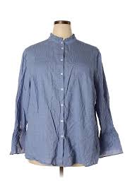 Details About Ava Viv Women Blue Long Sleeve Button Down Shirt 3x Plus