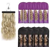 Amazon.com: 10 PCS Hair Extension Storage Wig Bags Storage with Hanger Wig  Storage Bags Wig Bag Hair Extension Holder Dust-proof Portable Suit with ...