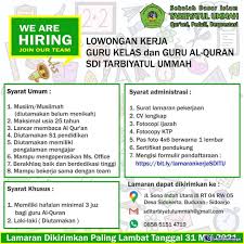 Check spelling or type a new query. Lowongan Kerja Guru Kelas Guru Alquran Sdi Tarbiyatul Ummah Sidoarjo