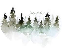 Watercolor Forest Watercolor Mountains Watercolor Pine Etsy Watercolor Mountains Watercolor Trees Watercolor Illustration