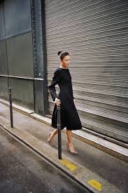 Black Dress And Taupe Shoes Fashion Style Women