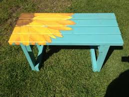Sunflower Bench Painted Benches Painted Picnic Tables Woodworking Wood