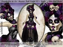 I was inspired by a photo i seen on pinterest, the remarkable beauty yet frightfully scary appearance was materials i used for this sugar skull dia de los muertos costume: Second Life Marketplace Irrisistible Purple Dia De Los Muertos V3 Full Outfit Skin
