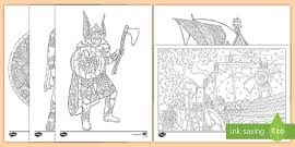 Glue the page to a piece of thin cardboard, such as a recycled cereal box or file folder. Ks2 Viking God Colouring Sheets