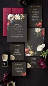 Dark Dutch Florals Wedding Invitations Goth Wedding Invitations Hallowee Gothic Wedding Invitations Wedding Invitation Trends Halloween Wedding Invitations