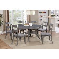 Gray 7 Piece Dining Set With Round Table Warwick Collection In 2020 Round Dining Table Dining Table Round Dining Set